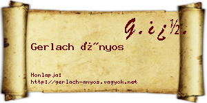 Gerlach Ányos névjegykártya